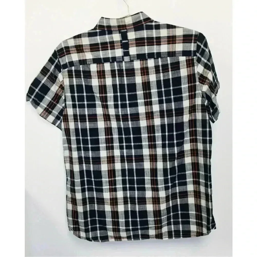 The North Face Mens‎ Navy Blue Plaid Short Sleeve Button-Down Shirt Size Medium